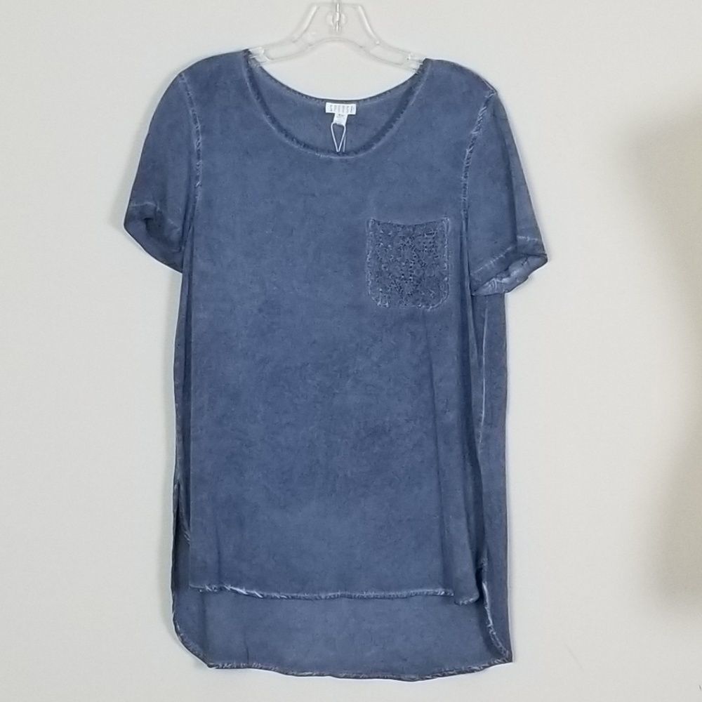 NWT Spense BlBellWash Lace Pocket High Low Top
